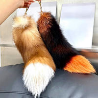 Breloque de sac en véritable fourrure de renard extra-large, porte-clés, pendentif, matériau DIY, accessoire de performance, accessoire en fourrure pelucheuse, élégant pour femme de bureau