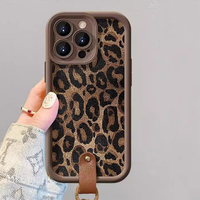 Étui de téléphone rétro en léopard brun pour iPhone 16 Pro Max 15 14 13 Filles Femmes Coque de téléphone portable en silicone souple de luxe