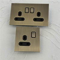Interrupteurs à bascule en laiton brossé de style rétro 86, prises doubles 13A en acier inoxydable, norme britannique, type-c, bronze vert