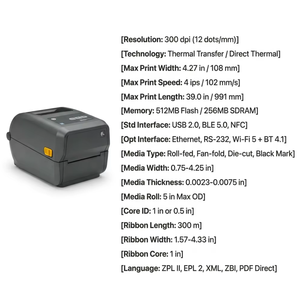 <span class=keywords><strong>Zebra</strong></span> ZD421-300Dpi Mini imprimante à transfert thermique de bureau <span class=keywords><strong>Étiquette</strong></span> thermique directe et imprimante d'<span class=keywords><strong>étiquette</strong></span>s de vêtements médicaux avec stock Ethernet - Product Image 3