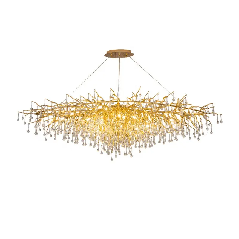 Wholesale Antique Luxury Tree Pendant Light Branch K9 Crystal Chandeliers for Living Room