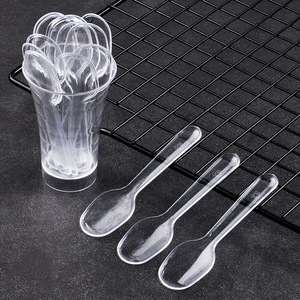 PS Transparente Ice Cream Scoop Descartável Pequeno <span class=keywords><strong>Mini</strong></span> Colher De Plástico para Sobremesa - Product Image 2