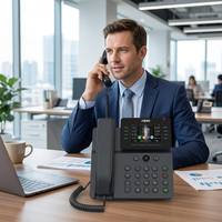 Teléfono IP Gigabit V64 con Pantalla a Color de 3.5'', Wi-Fi de Doble Banda 2.4G/5G, PoE, Conferencia de 6 Vías, 21 Teclas DSS, Teléfono VoIP SIP