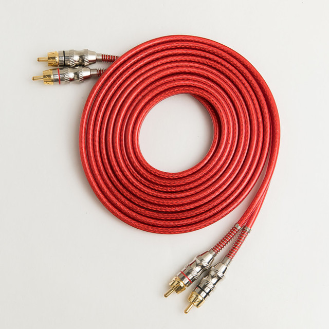 Gold Plated Metal Connector Red Transparent 2rca Cable RCA Cable//