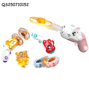 QS新设计电子玩具七彩卡通动物二合一射击游戏恐龙飞碟陀螺枪儿童礼物 - Product Image 2