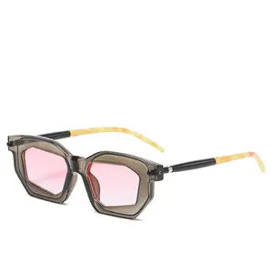 Gafas de sol irregulares con montura pequeña para hombre, gafas de sol para mujer, montura de tendencia, color a juego, nuevas gafas de sol Vintage