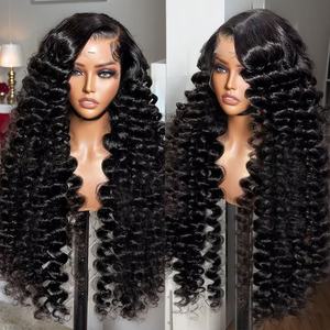 Pelucas de cabello humano con ondas profundas al por mayor para salón, proveedor directo de fábrica, personalizadas, listas para enviar, para mujeres negras, largas y naturales - Product Image 1