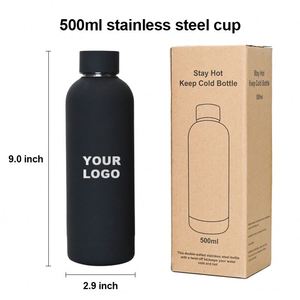 Custom Logo <b>500ml</b> Stainless Steel Double Wall Vacuum Flask Thermal Sports <b>Water</b> <b>Bottle</b> with Rubber Paint Matte Finish Outdoor - Product Image 3