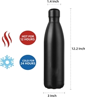 Gobelet de sport isolé en acier inoxydable de 25oz qui garde le froid pendant 24 heures et le chaud pendant 12 heures 24/12 couleur noire