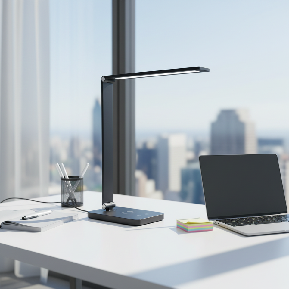 Raiseking MT-856 Smart LED Desk Lamp with Wireless Charging | Touch Control Dimmable Study Light