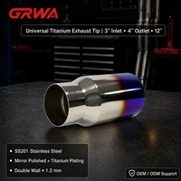 Ujung Knalpot GRWA Performance Universal SS201 Titanium Dinding Ganda 3 Inch Inlet 4 Inch 12 Inch Custom F80 M3
