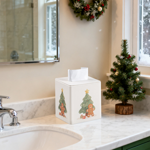 Boîte à mouchoirs <span class=keywords><strong>en</strong></span> <span class=keywords><strong>cuir</strong></span> PU avec conception d'arbre de Noël et d'<span class=keywords><strong>homme</strong></span> <span class=keywords><strong>en</strong></span> pain d'épice, porte-serviettes <span class=keywords><strong>pour</strong></span> cadeau de vacances et décor de table à la maison - Product Image 4
