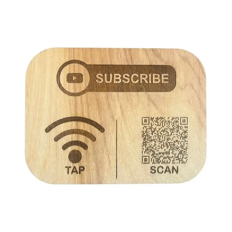لوحة بطاقات مراجعة NFC قابلة للطباعة من خشب الخيزران رمز QR علامة NFC للطاولة