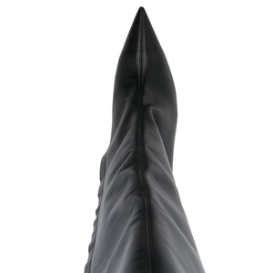 Clouté Club automne grande taille chaussures pointu mi-mollet dames femmes à la mode automne talons noir genou bottes larges mollet chaussures <span class=keywords><strong>2023</strong></span> - Product Image 2