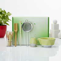 Ensemble Chawan en céramique classique de 600 ml avec fouet et cuillère en bambou, emballage cadeau écologique