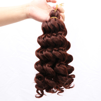 Extensions de cheveux synthétiques tressés au crochet, style Bob Boho, boucles italiennes, Jumbo, ondulations profondes courtes, marron, 8 pouces, trame simple