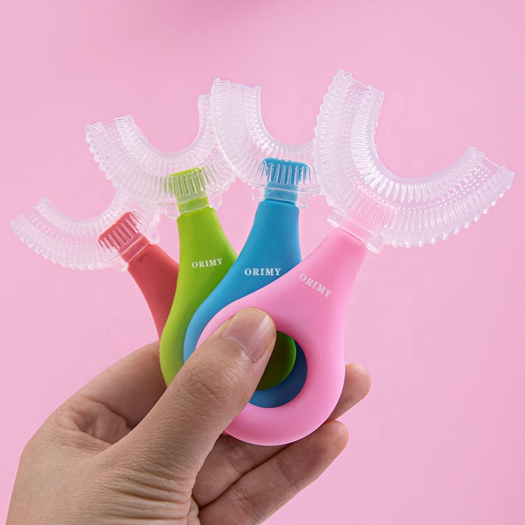 Детская зубная щетка, детская Силиконовая зубная щетка U-образной формы 360 для ухода за полостью рта