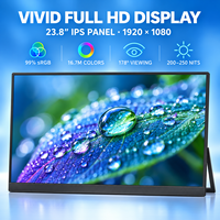 Moniteur portable 23,8 pouces pour ordinateur portable, OEM ODM, 120Hz, 144Hz, 1080P, 2.5K, 4K, personnalisé, IPS, support métallique, double USB C, pour jeux PC et travail