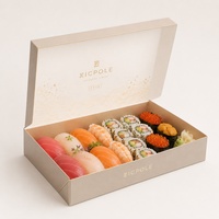 Boîte à sushi recyclable personnalisée avec fenêtre de forme unique pour la livraison de maki et autres plats à emporter