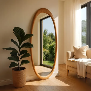Espejo de pie de madera maciza tallada personalizado para el mercado de regalos de lujo: embalaje elegante y opciones de etiqueta privada para minoristas - Product Image 1