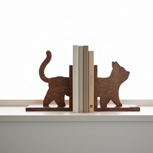 Fermalibri in Legno a Forma di Gatto con Base Antiscivolo per Decorazione <span class=keywords><strong>Verticale</strong></span> Casa e Ufficio, Organizzazione Libri e Documenti - Product Image 1