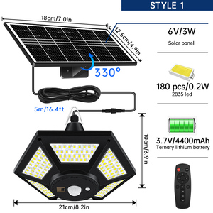 Lampe solaire IP65 pour abri de jardin, suspension solaire intérieure/extérieure, 228/180 LED, 1000LM, 5 modes avec télécommande pour grange, gazebo, garage - Product Image 3