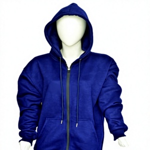 <b>Navy</b> Blue <b>Women's</b> Oversized Drop Shoulder Zip Hoodie <b>Fleece</b> Sweatshirt Loose Fit Long Sleeve Breathable 100% Cotton Custom Front - Product Image 1
