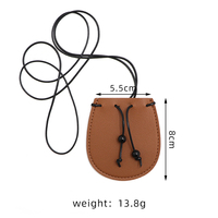 Pochette portable en cuir PU YY pour écouteurs avec cordon, petit sac à monnaie tendance avec sangle de cou, porte-clés durable