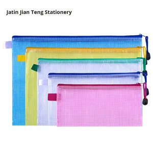 Dày A4 Trong Suốt Túi Tài Liệu Không Thấm Nước Lưới Vải Dây Kéo Đóng Cửa Tập Tin Nhận Văn Phòng Phẩm Ví Hộp Thiết Kế - Product Image 1