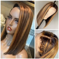 Perruque Bob en cheveux naturels, Lace Frontal HD 13x4, sans colle, couleur Piano, pré-épilée, avec ligne de cheveux naturelle, bonnet réglable, dentelle HD