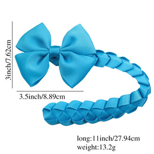 Fascia per capelli con fiocco in tinta unita con treccia fatta a mano <span class=keywords><strong>da</strong></span> ragazza fascia per capelli accessori per capelli - Product Image 4