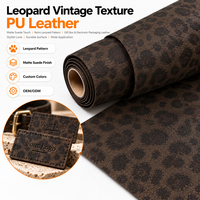Cuir PU thermochromique imprimé léopard sur mesure, finition mate légèrement poncée pour coque de téléphone, étiquette en cuir, couverture de menu