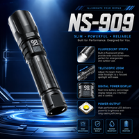 Lampe torche LED puissante pour l'extérieur avec zoom, recharge USB-C, matériau ABS IP44, faisceau réglable, portée supérieure à 500 m pour le camping