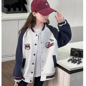 Chaqueta de Béisbol Informal para Niñas, Transpirable, de Poliéster/Algodón, con Estampado de Dibujos Animados, Cierre de Botones, para <span class=keywords><strong>Adolescentes</strong></span>, Primavera/Otoño - Product Image 1