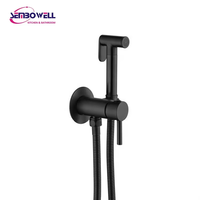 Ensemble de douche bidet en laiton doré brossé avec pulvérisateur hygiénique à main, kit de robinetterie de toilette bidet rond pour salle de bain moderne