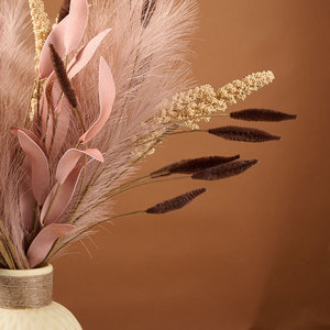G216 Grani di Seta Essiccati Naturali e Steli di Sorgo con Spighe Rosse Intense - Decorazioni per Matrimoni e Casa in Stile Pastorale - Product Image 3