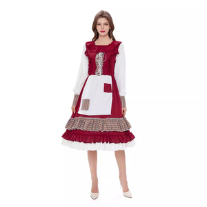 Costume de Rouge-Écharpe pour femme, robe de cosplay d'Halloween avec châle à capuche et tablier, tenue de performance pour fête, 80% tissu - Product Image 2