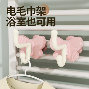 Butterfly Shape Double Hook Wall Mount Storage Rack For Clothes Towel Drying No <b>Drill</b> Required 3kg Load ABS Material - Product Image 2