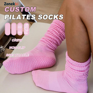 ZONEKKI Custom <strong>Slouch</strong> Pilates <strong>Socks</strong> for <strong>Women</strong> Non-Slip pink Yoga <strong>Socks</strong> Breathable Scrunch Pilates <strong>Socks</strong> for Barre Dance Fitness - Product Image 1