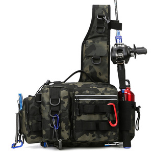 Bolso táctico para pescar, bolso de hombro multifuncional para deportes al aire libre para hombres con soporte para botella de agua, diseño de camuflaje - Product Image 2