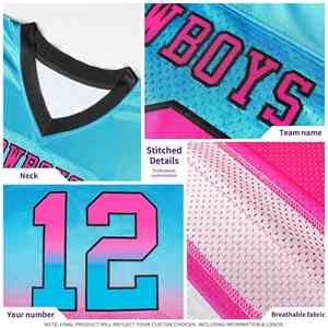 Camiseta de Fútbol Americano Personalizada con Degradado Negro y Rosa para Exteriores - Product Image 6