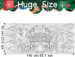 Poster de coloriage personnalisé <span class=keywords><strong>Joyeux</strong></span> Noël, papier à <span class=keywords><strong>dessin</strong></span> DIY, bannière vierge à colorier, nappe à colorier pour la décoration murale de la maison et de l'école - Product Image 5
