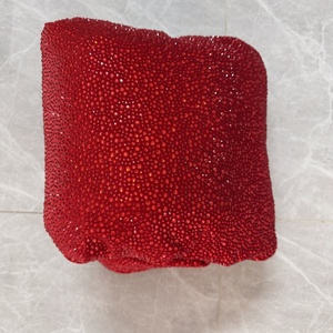 Nouveau tissu de luxe en velours rouge avec pierres et cristaux mélangés, tissu en cristal <span class=keywords><strong>Swarovski</strong></span> avec pierres SS20 - Product Image 1