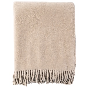 Luxury Pure 100% Mulberry <strong>Silk</strong> <strong>Throw</strong> 80%<strong>Silk</strong> 20%Cotton Natural Classical Super Soft 380GSM Taupe <strong>Silk</strong> Fleece Blanket with Fringe - Product Image 1