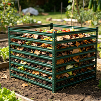 Grand bac à compost de jardin en métal avec revêtement en poudre, résistant aux intempéries, capacité de 700 L, espace généreux pour les feuilles mortes, les débris de pelouse, le jardinage