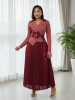 Dernière Tendance : Robe Longue Élégante à Col Revers, Nœud Papillon 3D Fleur et Taille Cintrée, 100% Polyester