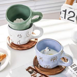 <span class=keywords><strong>Tazza</strong></span> in ceramica per la colazione personalizzata <span class=keywords><strong>tazza</strong></span> di latte per il tè per i regali moderna 3D cartone animato creativo Zou Ju Dog Cat lumaca - Product Image 3