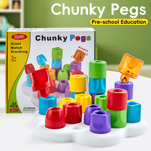 Gioco Educativo per Bambini KS, Blocchi di Costruzione Impilabili Fai-da-Te, <span class=keywords><strong>Puzzle</strong></span> di Forme, Gioco di Ordinamento, Giocattoli Montessori con Pioli in Plastica Robusta - Product Image 2