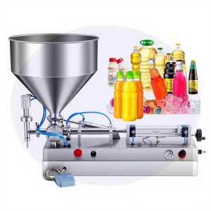 Machine de remplissage semi-automatique pneumatique pour liquides et pâtes (crème, sauce aux haricots, confiture, pâte de tomate, miel, beurre de cacahuète) en bouteilles - Product Image 1