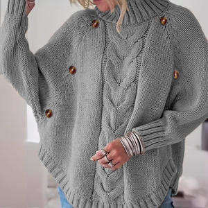 Suéter Largo de Punto Coreano para <span class=keywords><strong>Mujer</strong></span>, Poliéster/Algodón, Estilo Europeo Americano, Nueva Colección Otoño Invierno, Venta Directa de Fábrica - Product Image 4